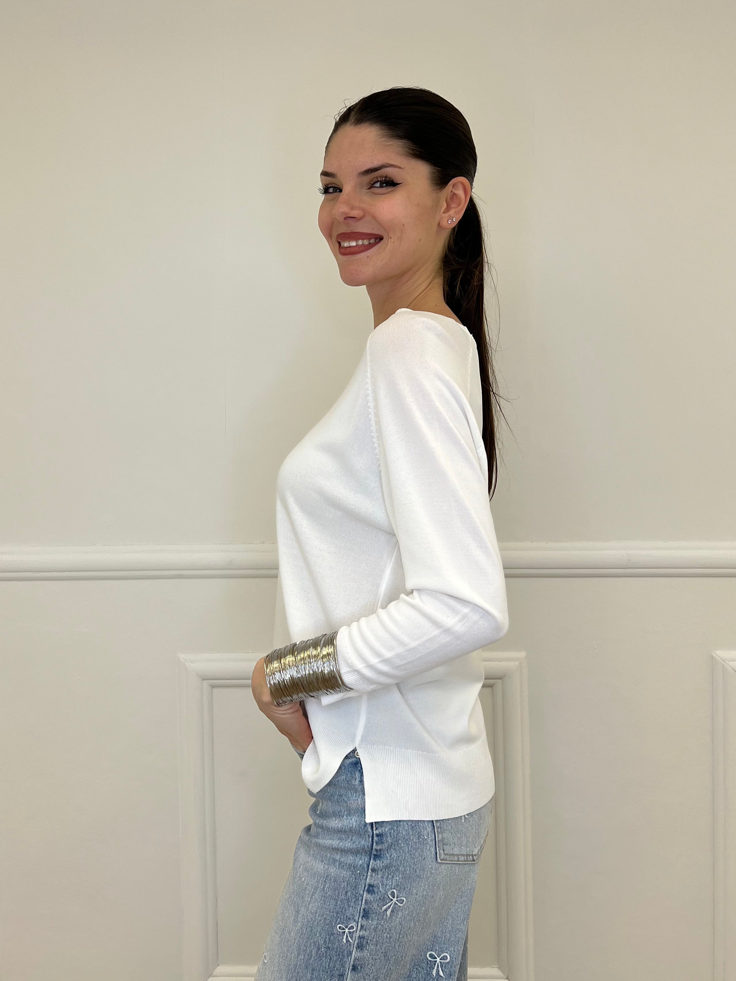 Maglia in Filo di Viscosa J185 Bianco