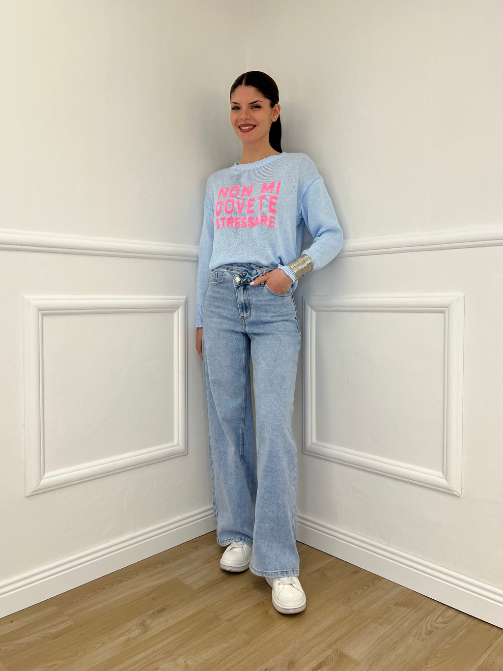 Maglia "Non Mi Dovete Stressare" 3695 Azzurro