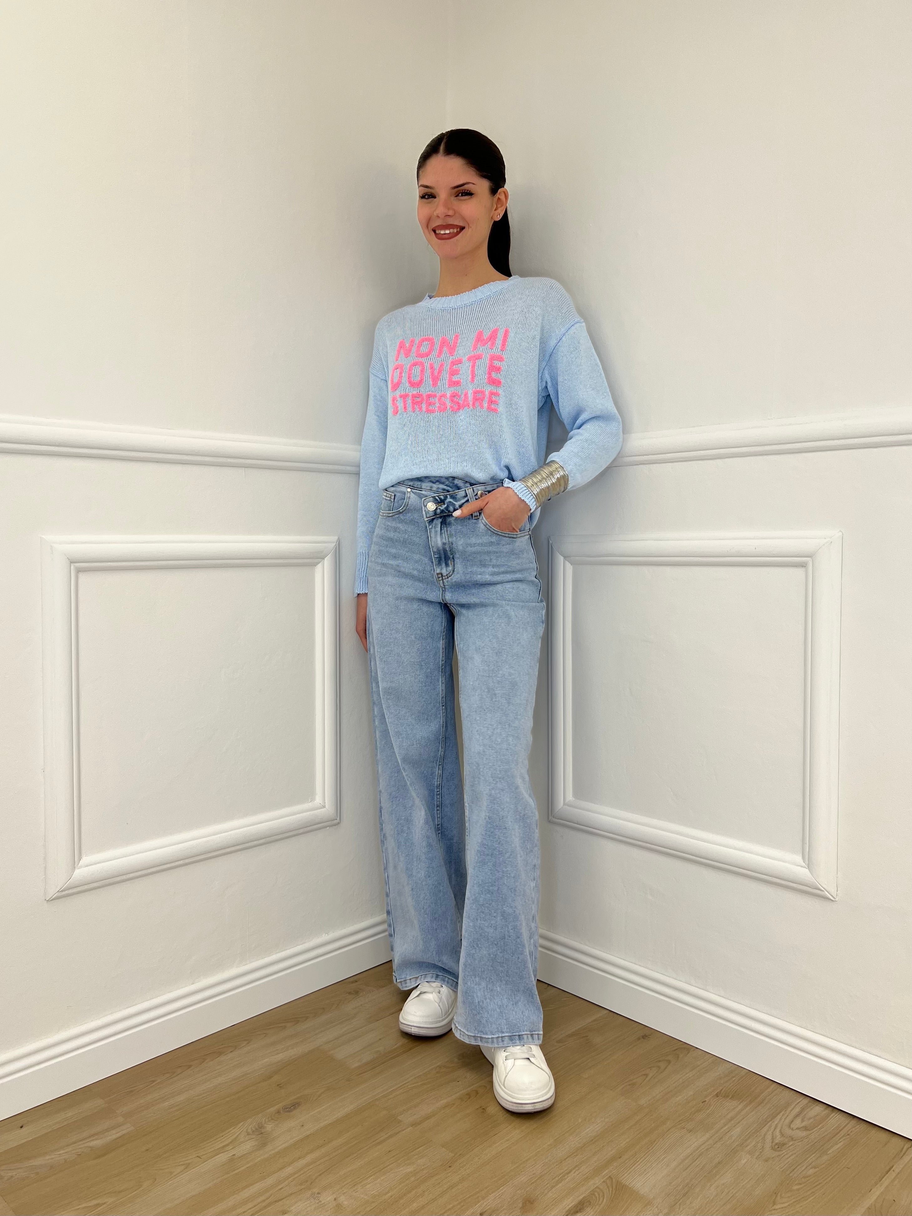 Maglia "Non Mi Dovete Stressare" 3695 Azzurro