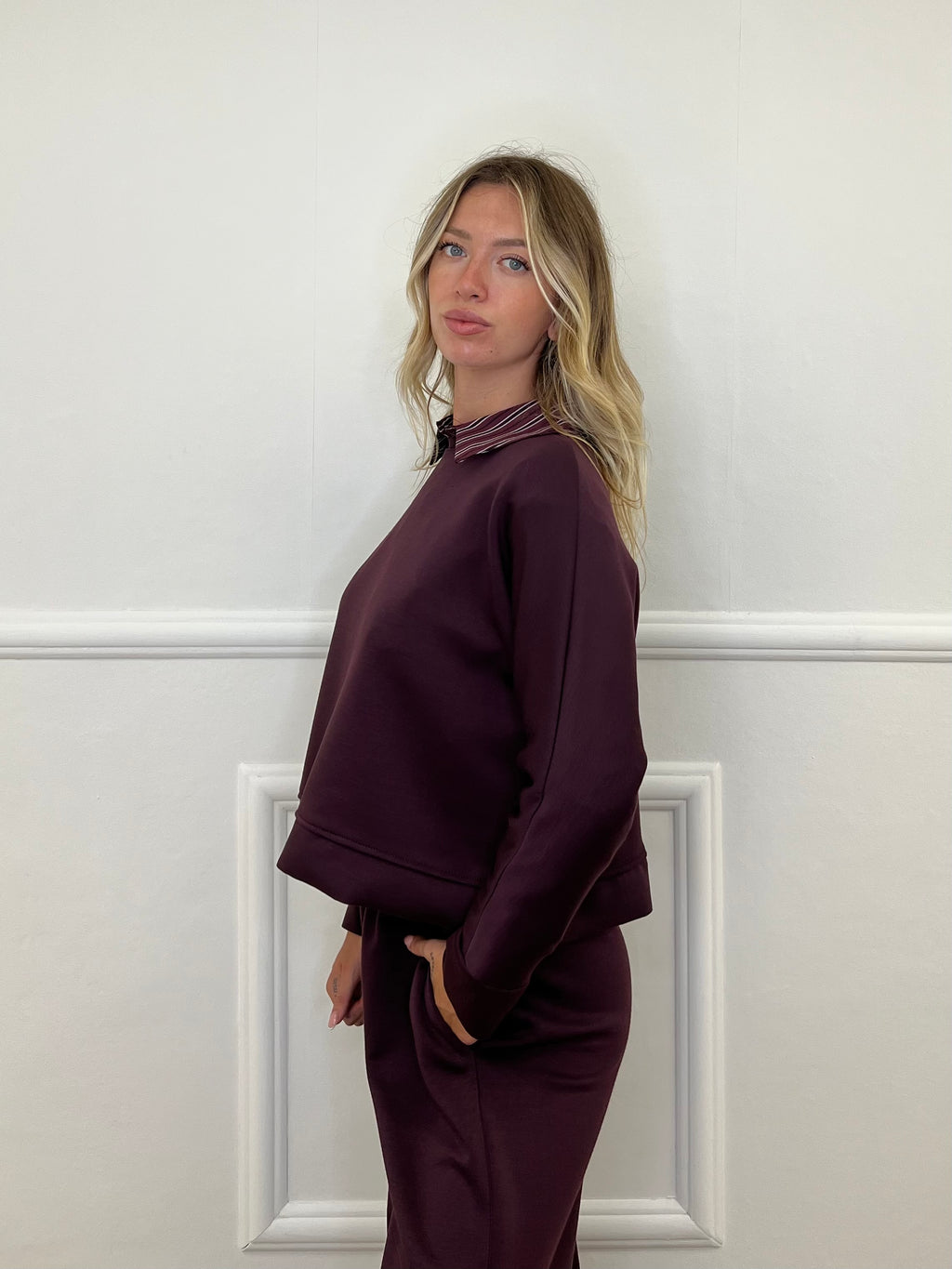 Tuta Oversize Girocollo D27629 Burgundy