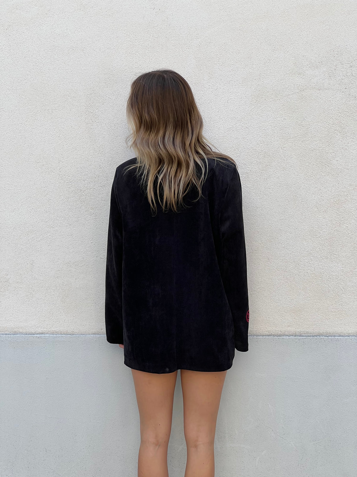 Blazer Corduroy con Ricami A8037 Nero