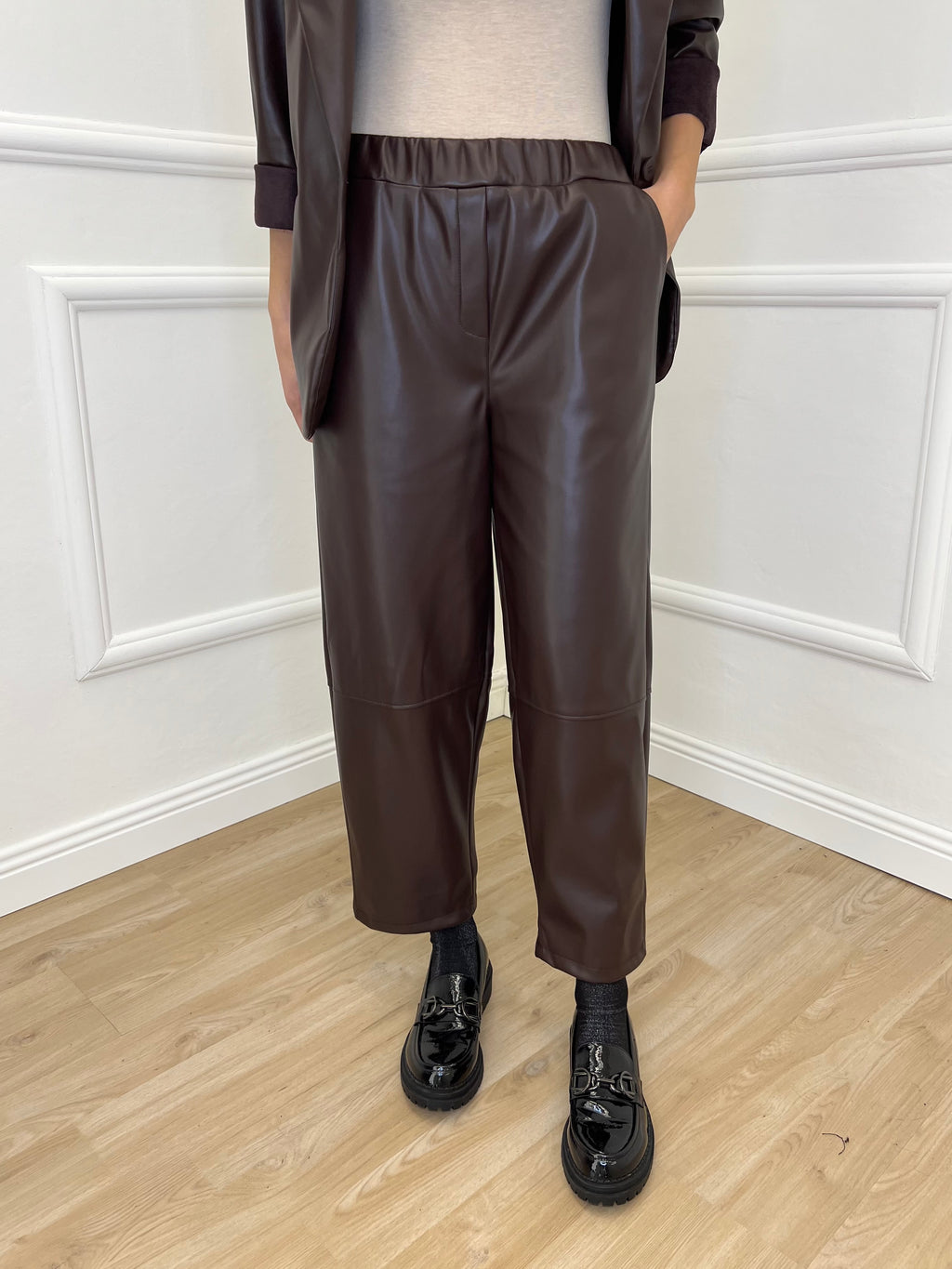 Pantalone Baggy Ecopelle 25348 Moro