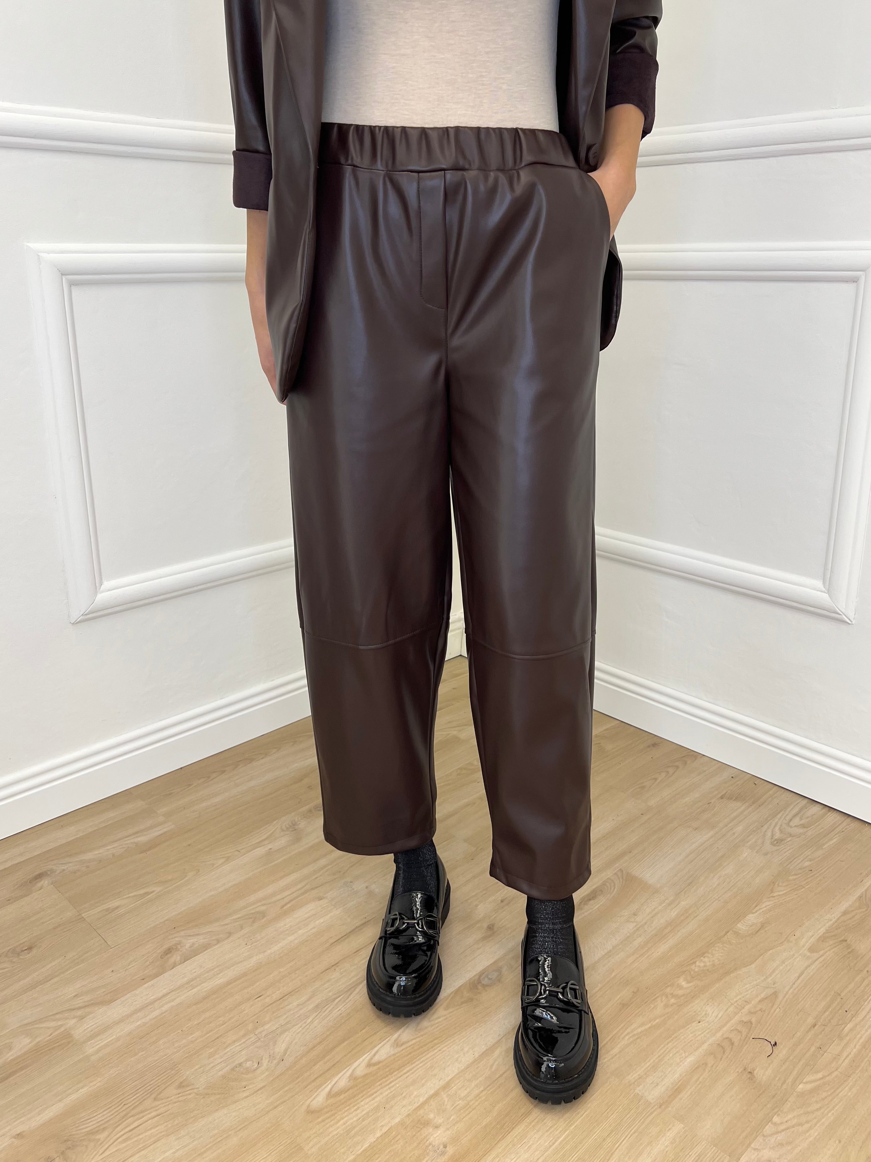 Pantalone Baggy Ecopelle 25348 Moro