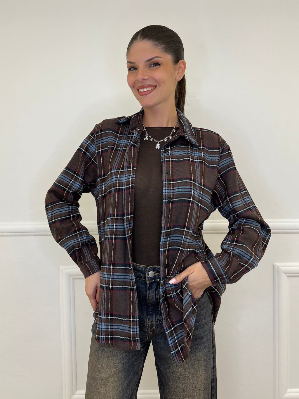 Camicia Madras A35 Marrone