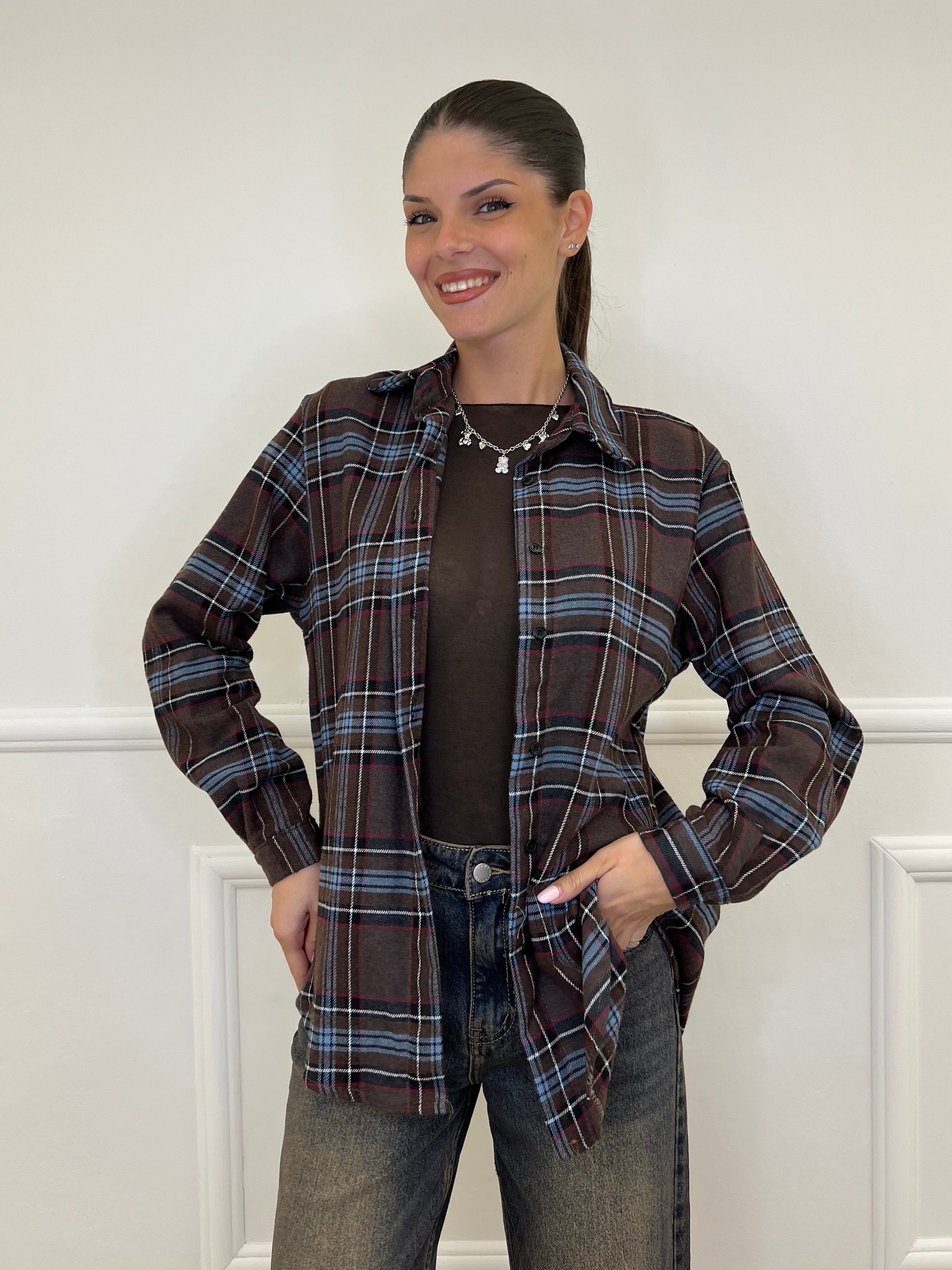 Camicia Madras A35 Marrone