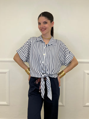 Camicia Righe Nodo Viscosa 2351 Blu