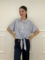 Camicia Righe Nodo Viscosa 2351 Blu