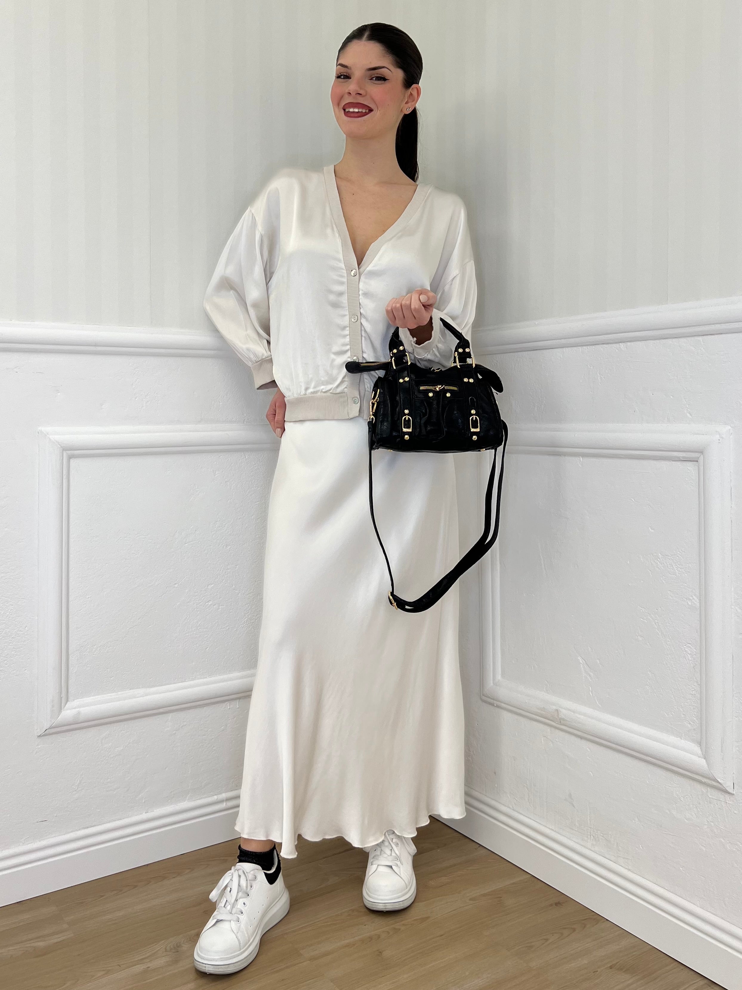Gonna Lunga Raso 3065 Bianco - Bazar Abbigliamento