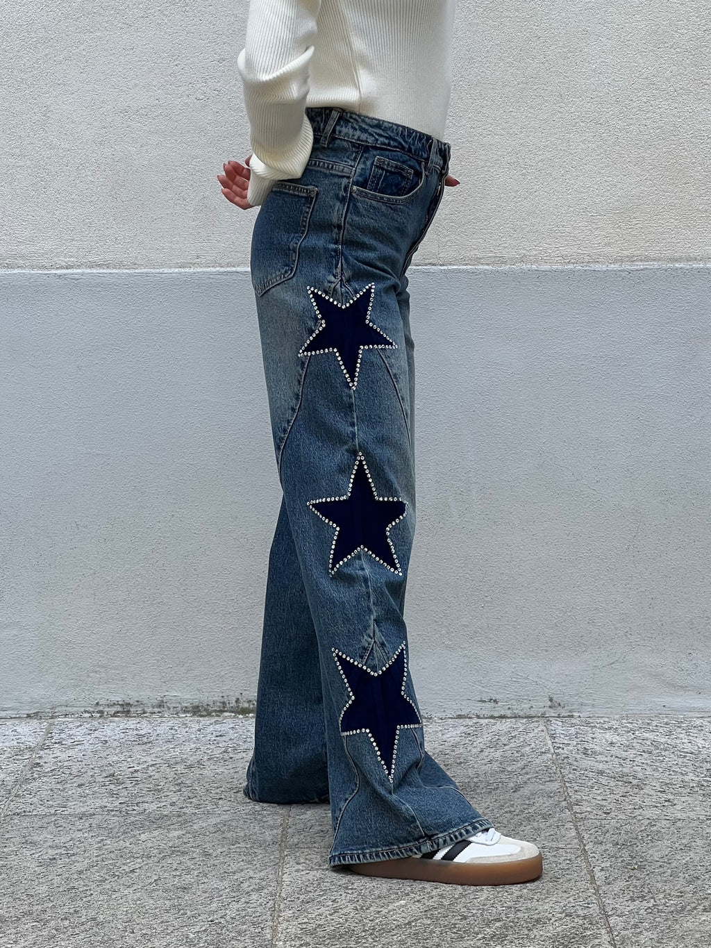 Jeans a Palazzo Stelle 5431 Azzurro