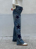 Jeans a Palazzo Stelle 5431 Azzurro