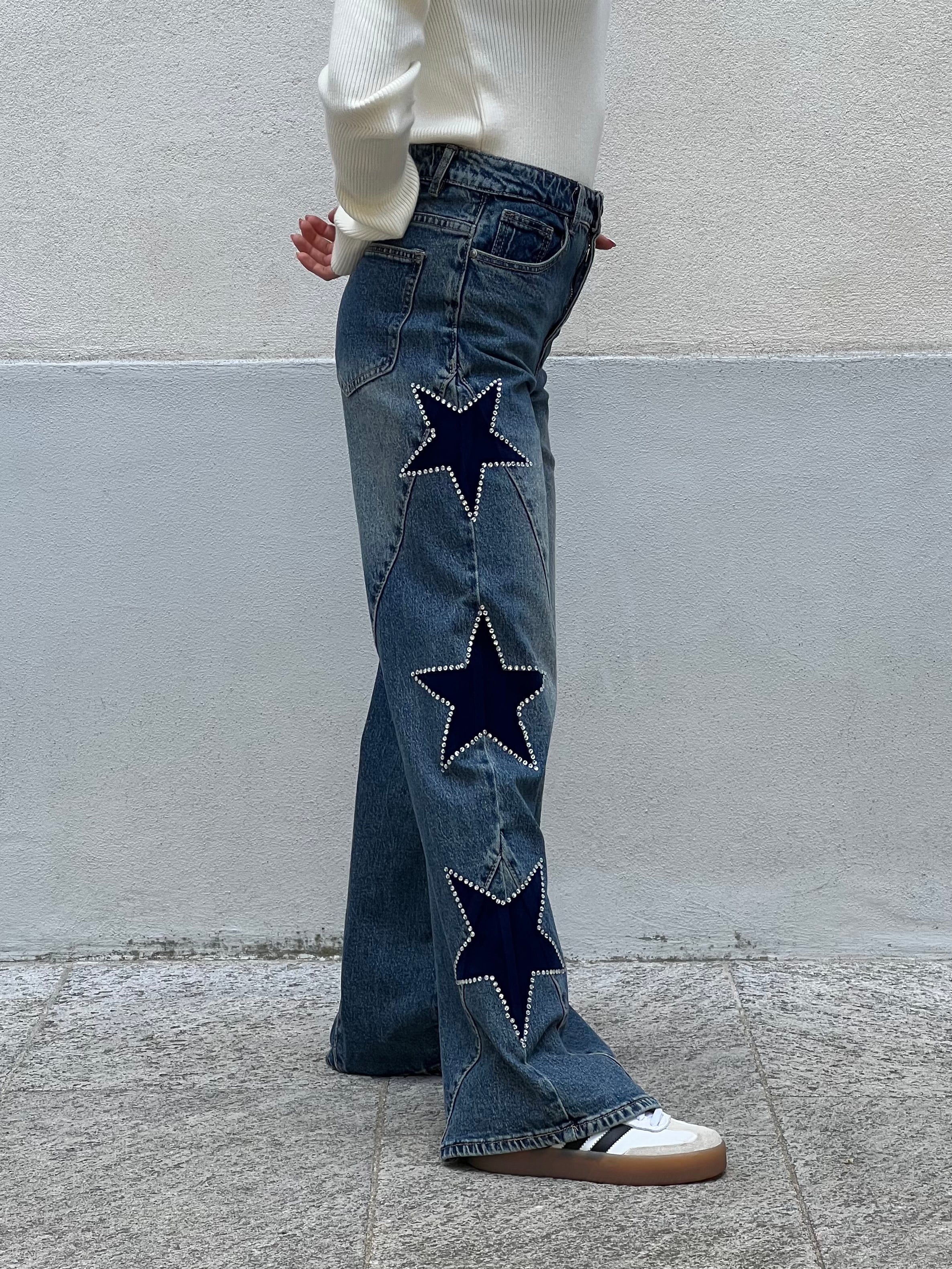 Jeans a Palazzo Stelle 5431 Azzurro