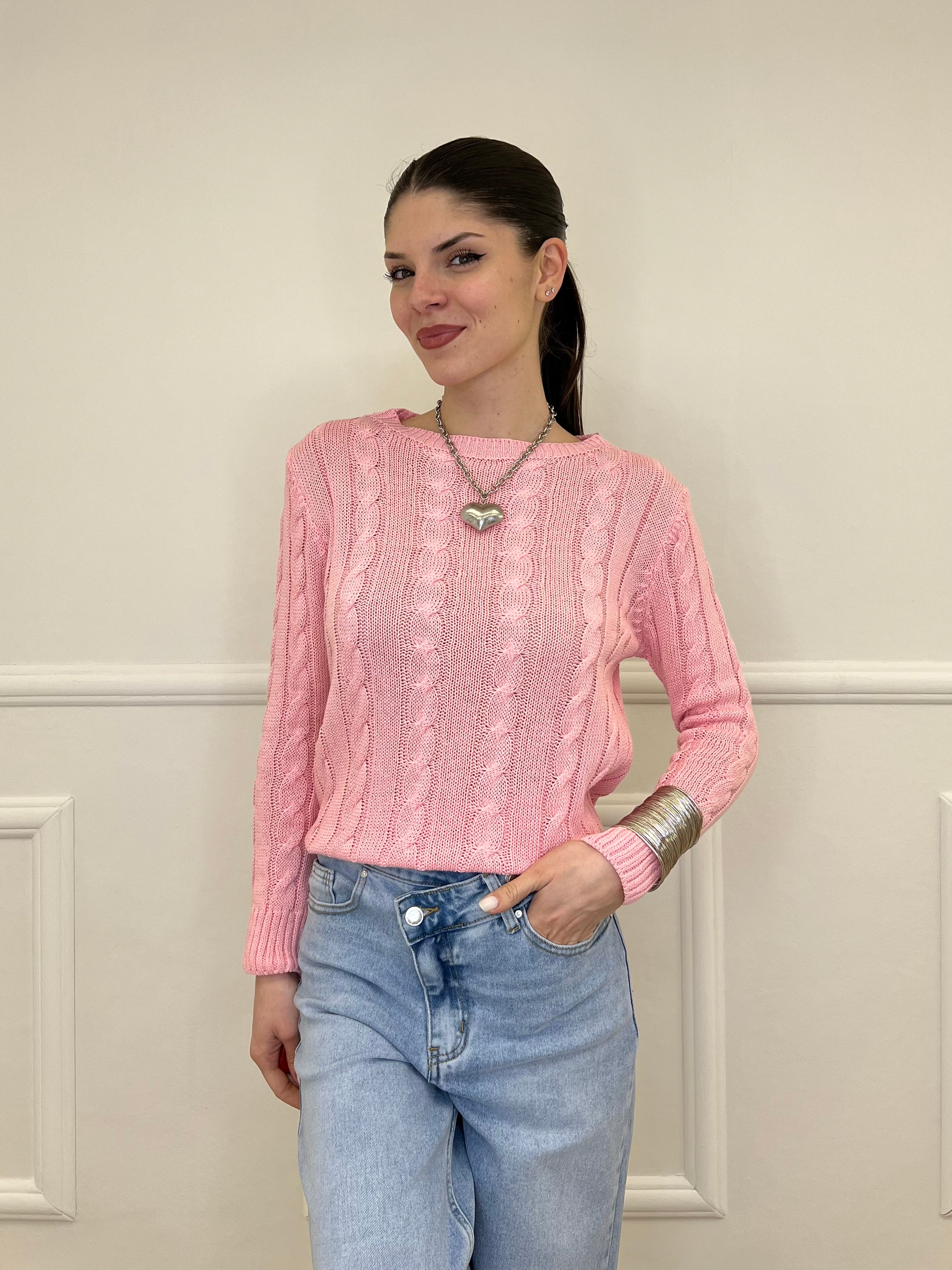 Maglia Trecce FE26122 Rosa