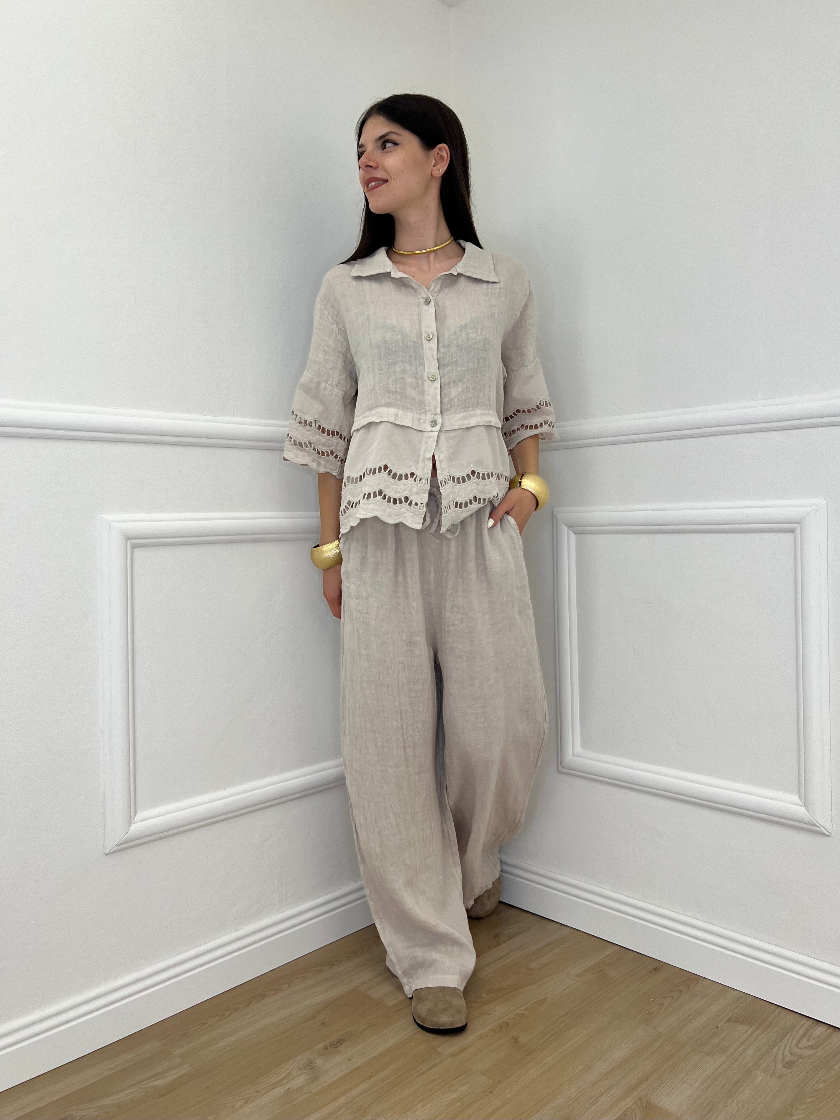 Pantalone Palazzo Lino I586 Beige