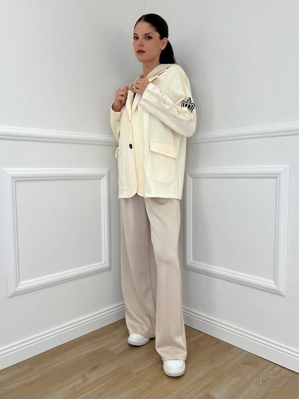 Giacca Cappuccio 27599 Panna - Bazar Abbigliamento