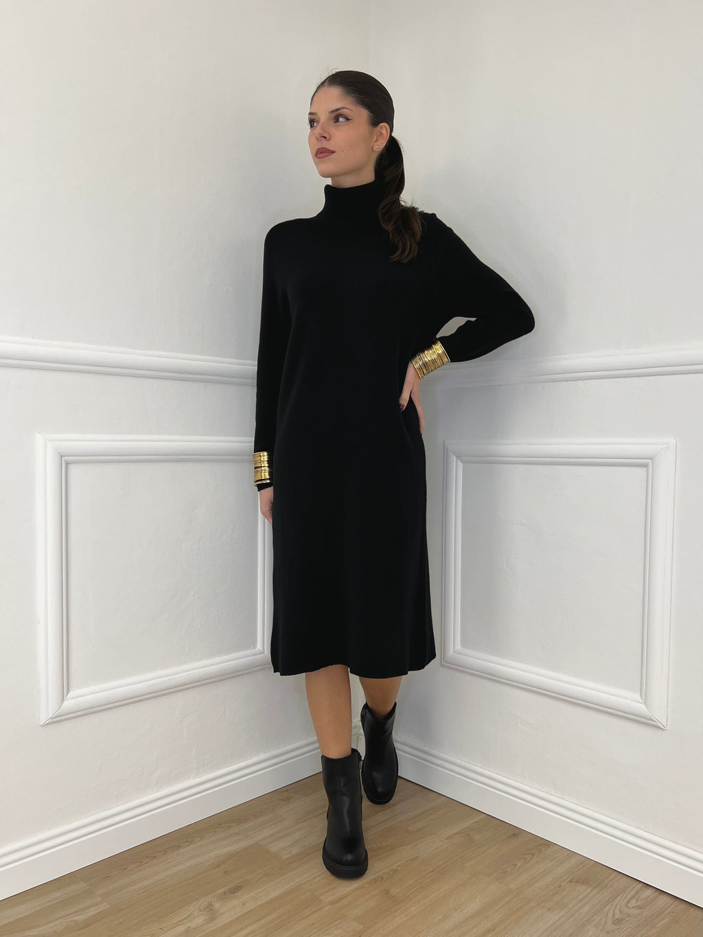 Abito Dolcevita Maglia 3077 Nero