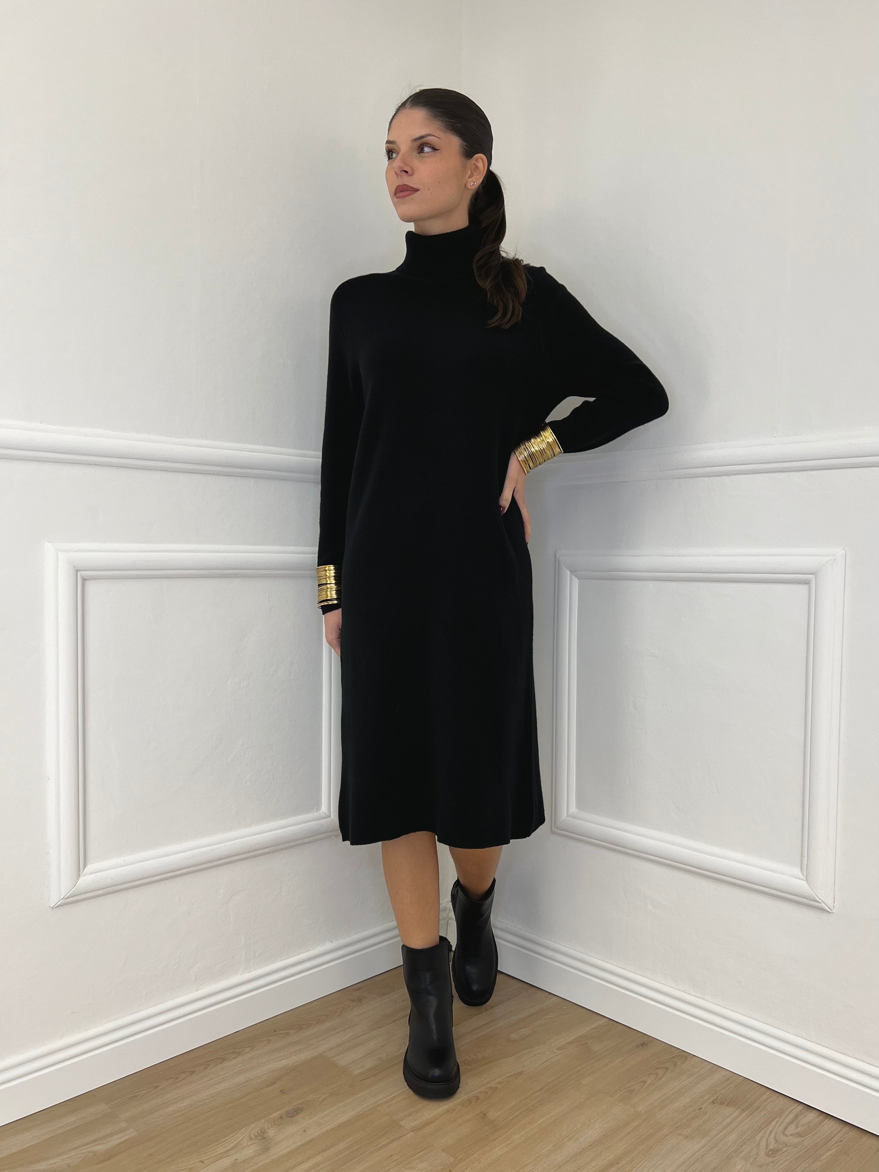 Abito Dolcevita Maglia 3077 Nero