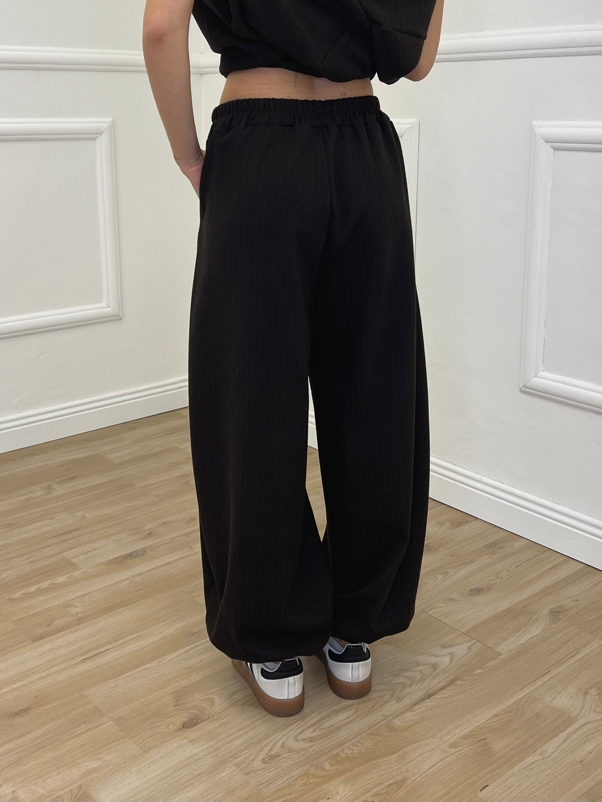 Pantalone Baggy Gessato Smerigliato 51366 Marrone