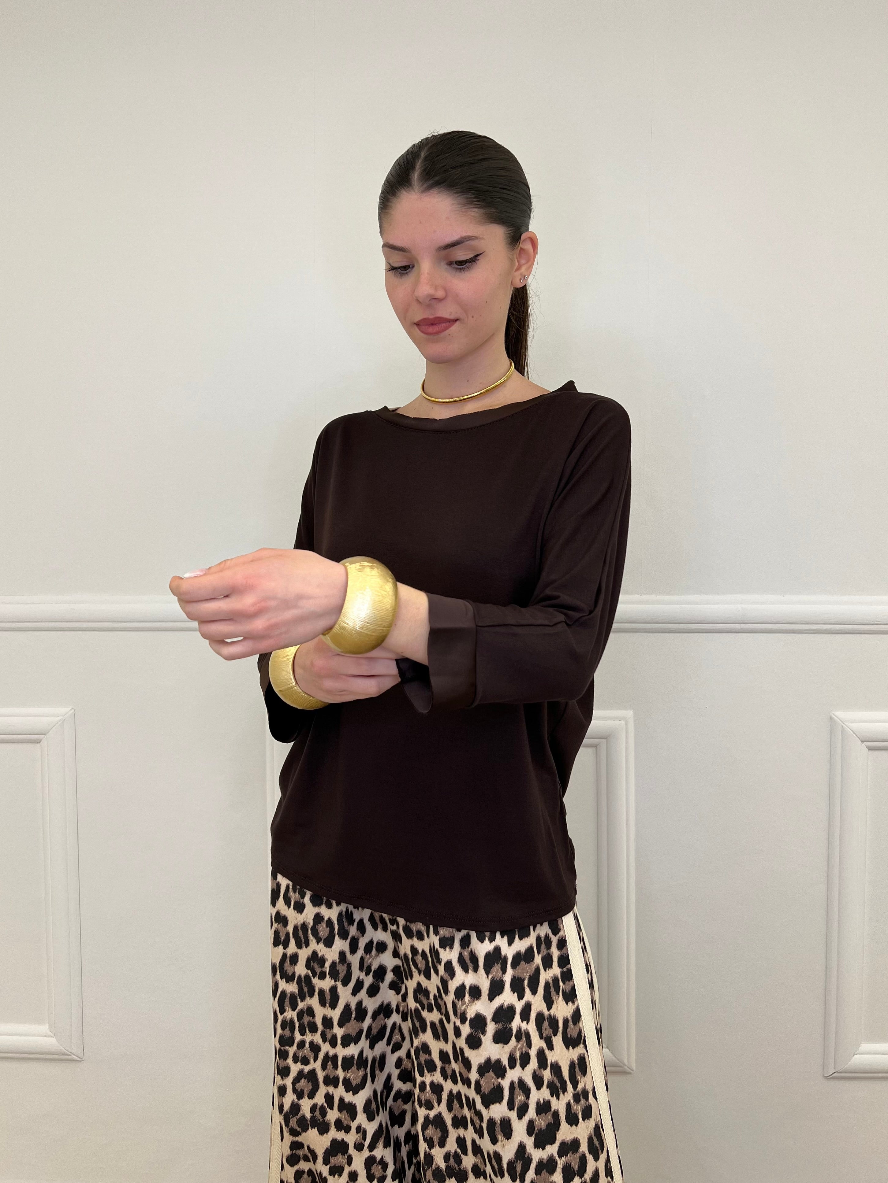 Maglia Barchetta Con Profili in Satin 43002