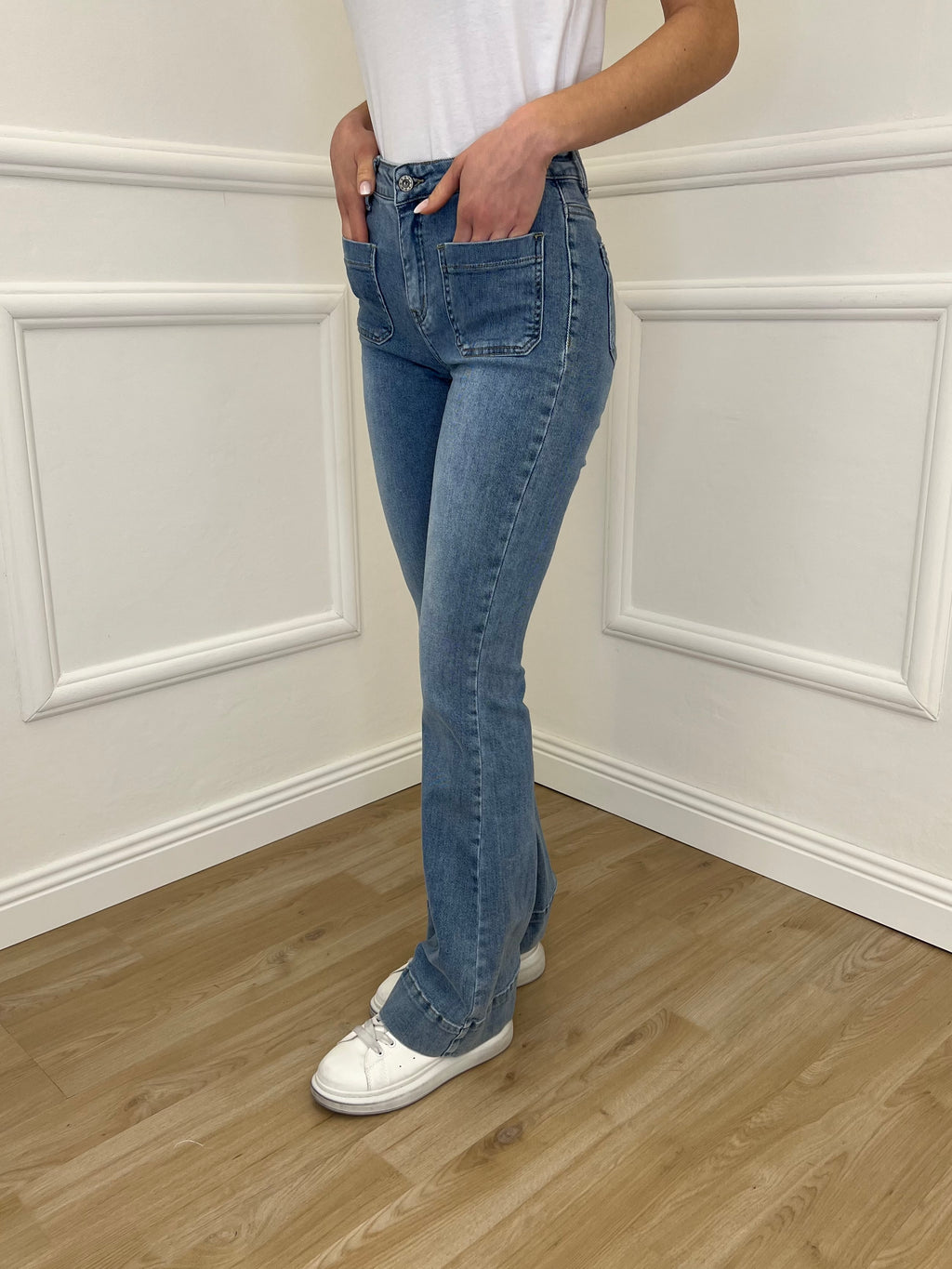 Jeans Flare Tasche Frontali 2305