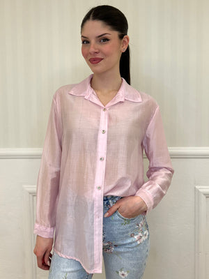 Camicia Voile Micro Borchie 1393 Rosa - Bazar Abbigliamento