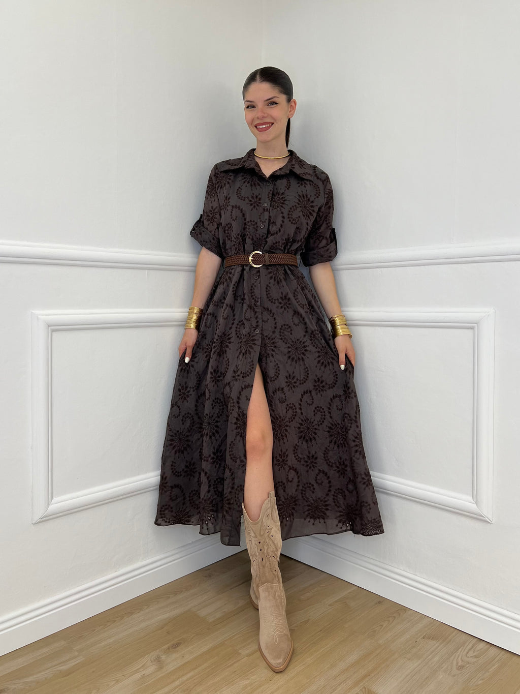 Abito Chemisier Sangallo Tencel 4019 Moro
