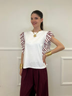 T-shirt Maniche a Righe 1960 Bordeaux