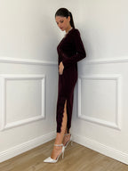 Abito Crepe Pizzo 55743 Burgundy