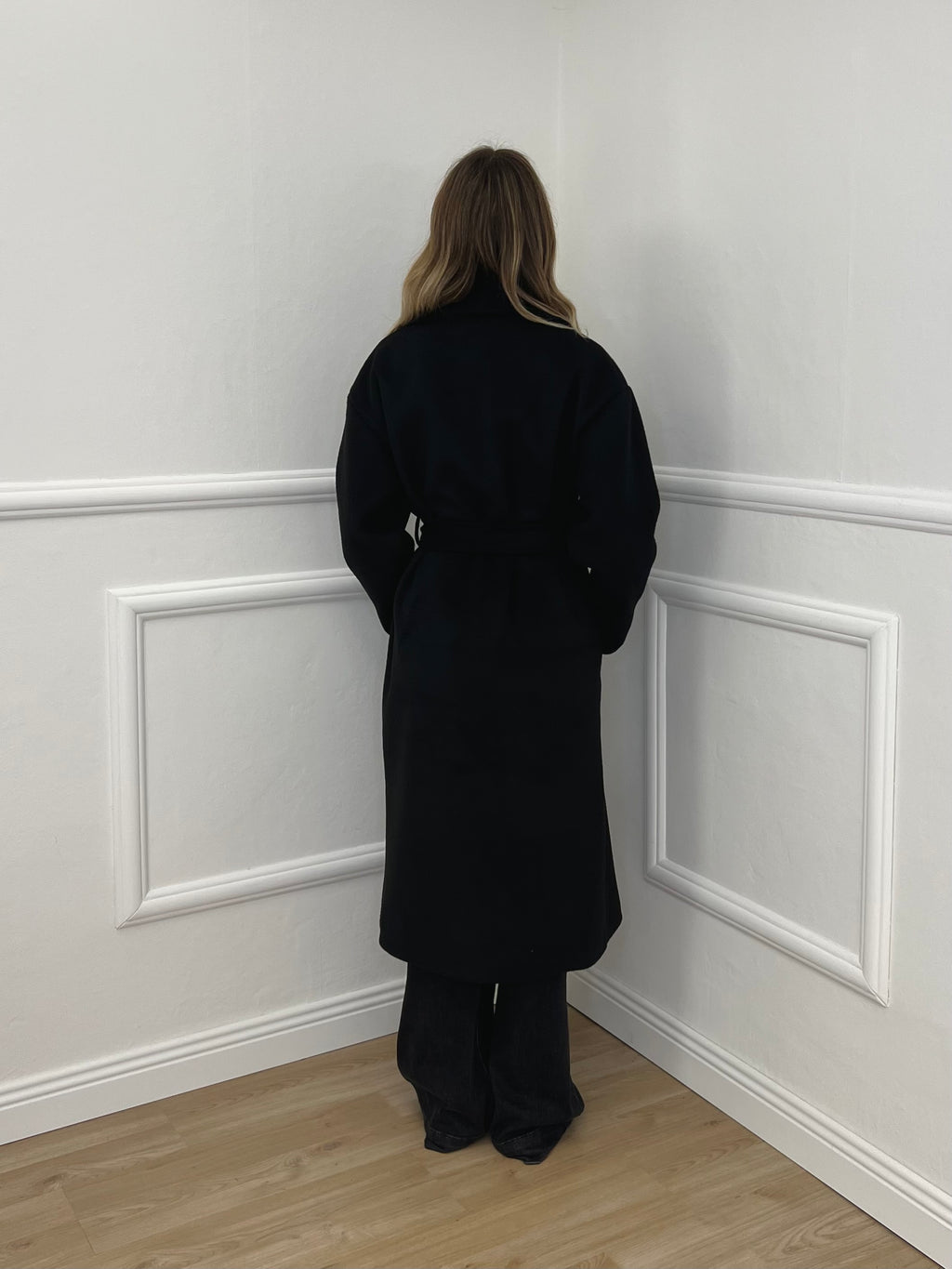 Cappotto Doppiopetto Cintura 29077 Nero