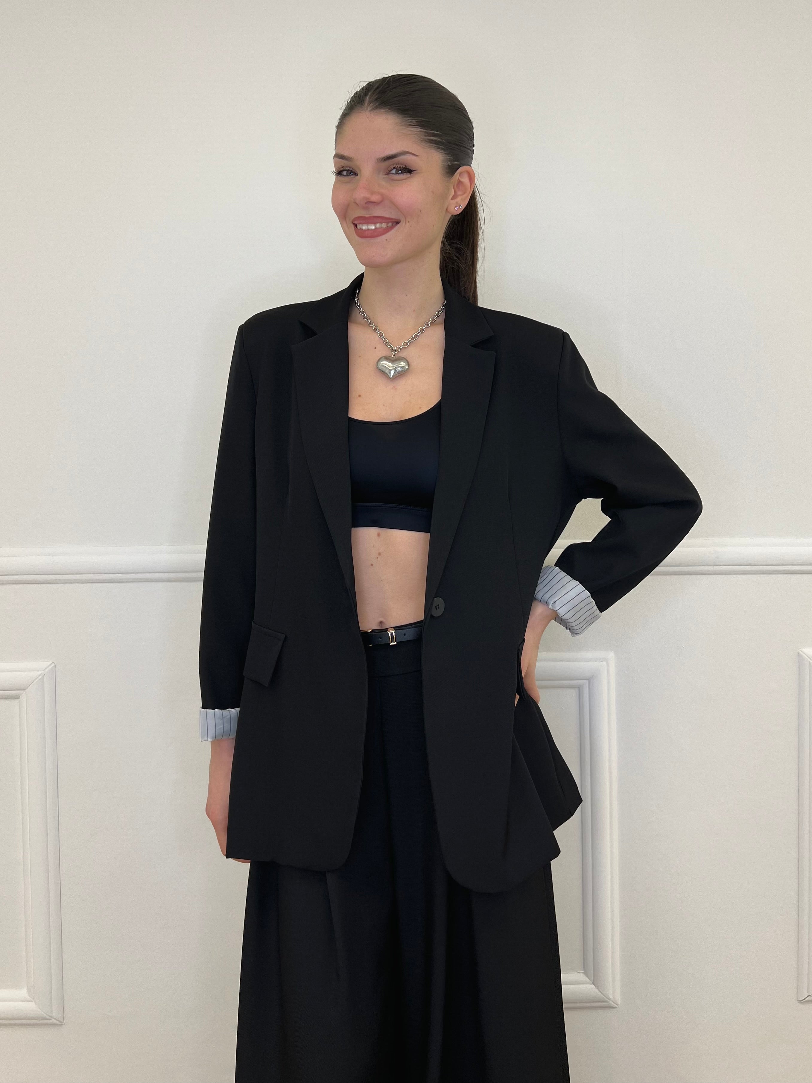 Blazer Con Fodera Gessata 216401 Nero