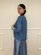 Giacca Napoleone in Denim 2373 Azzurro