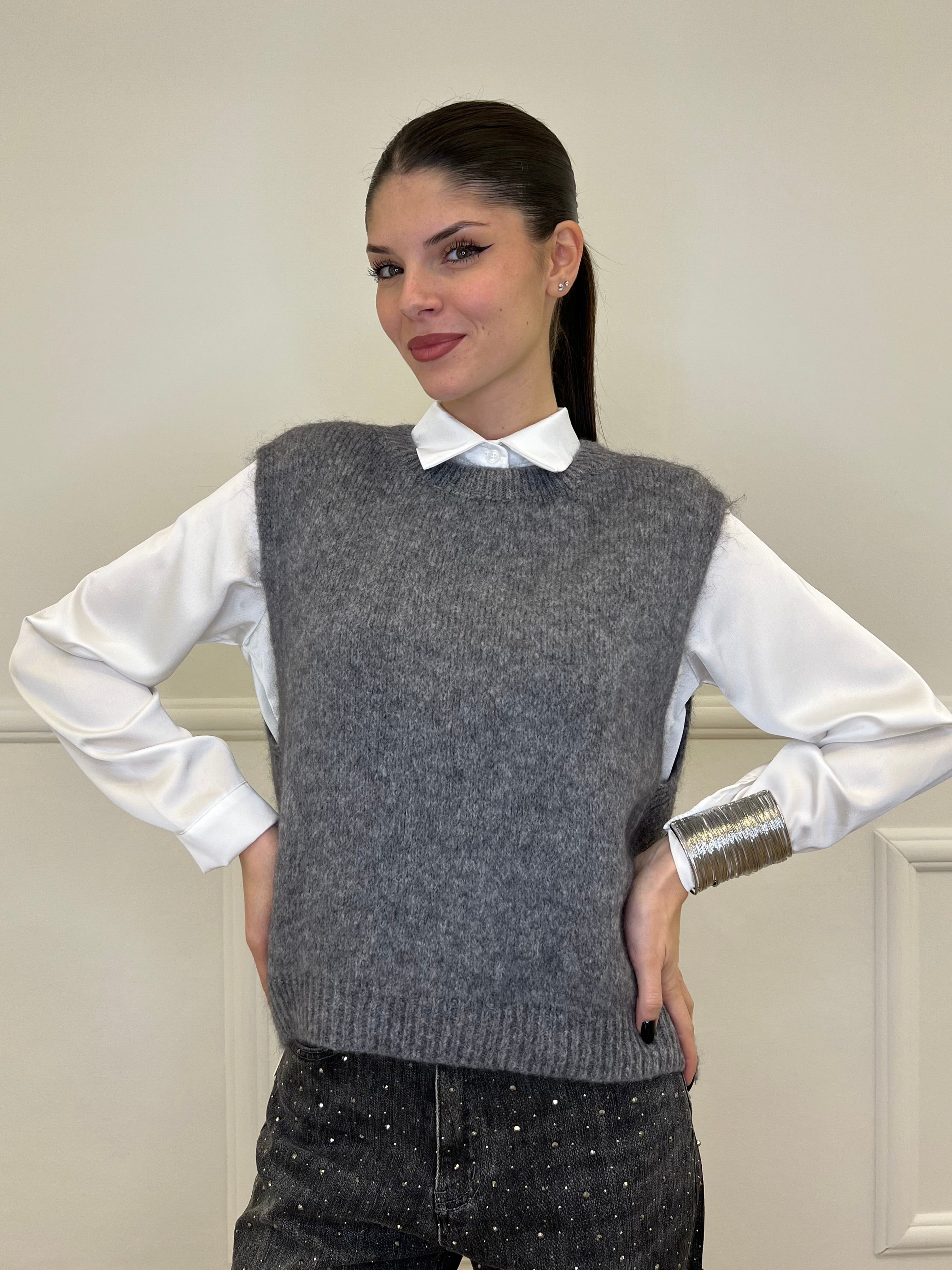 Gilet Kid Mohair 5218 Grigio