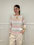 Maglia a Righe 25054 Rosa