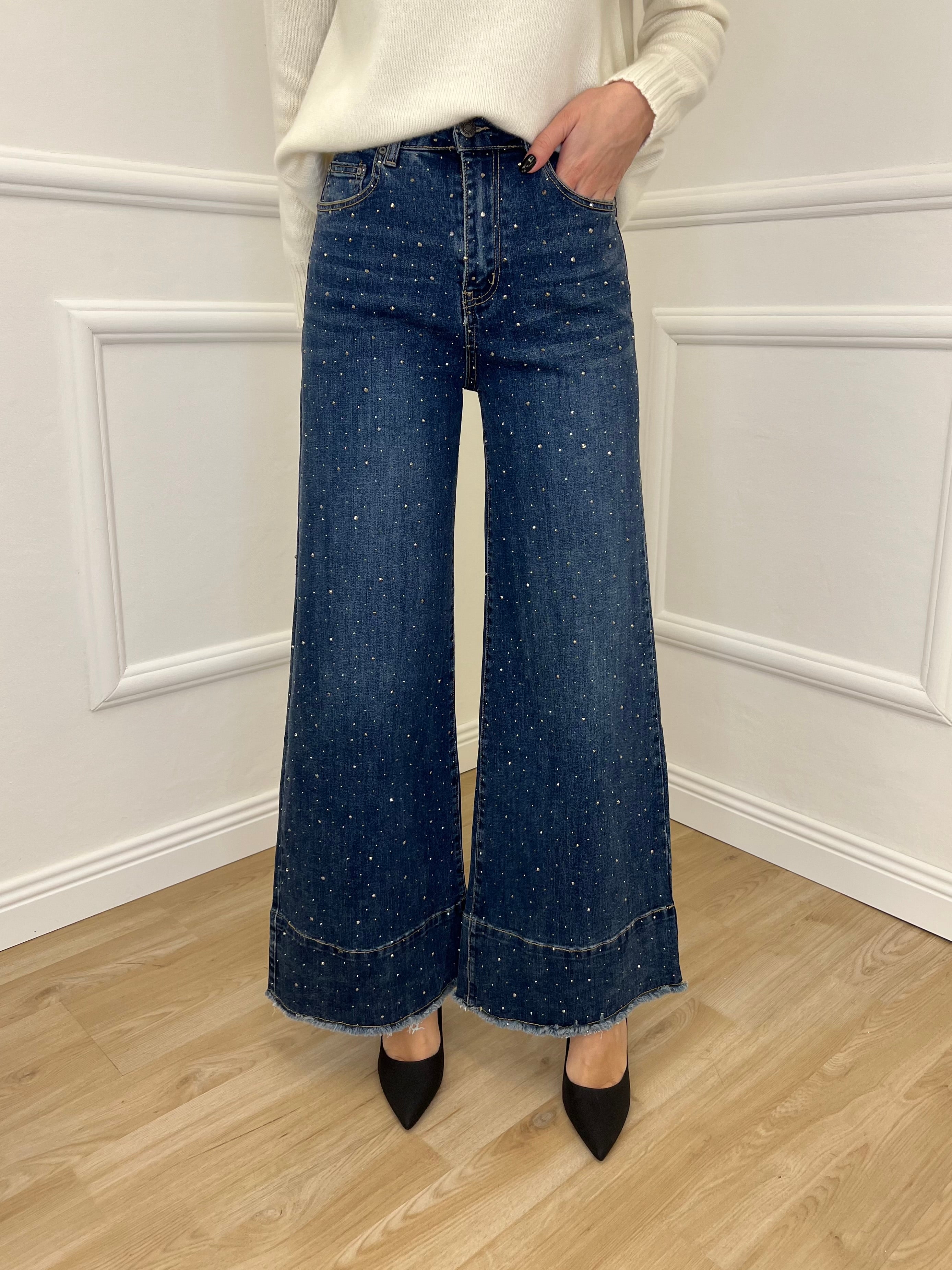 Jeans Strass K813-1 Blu
