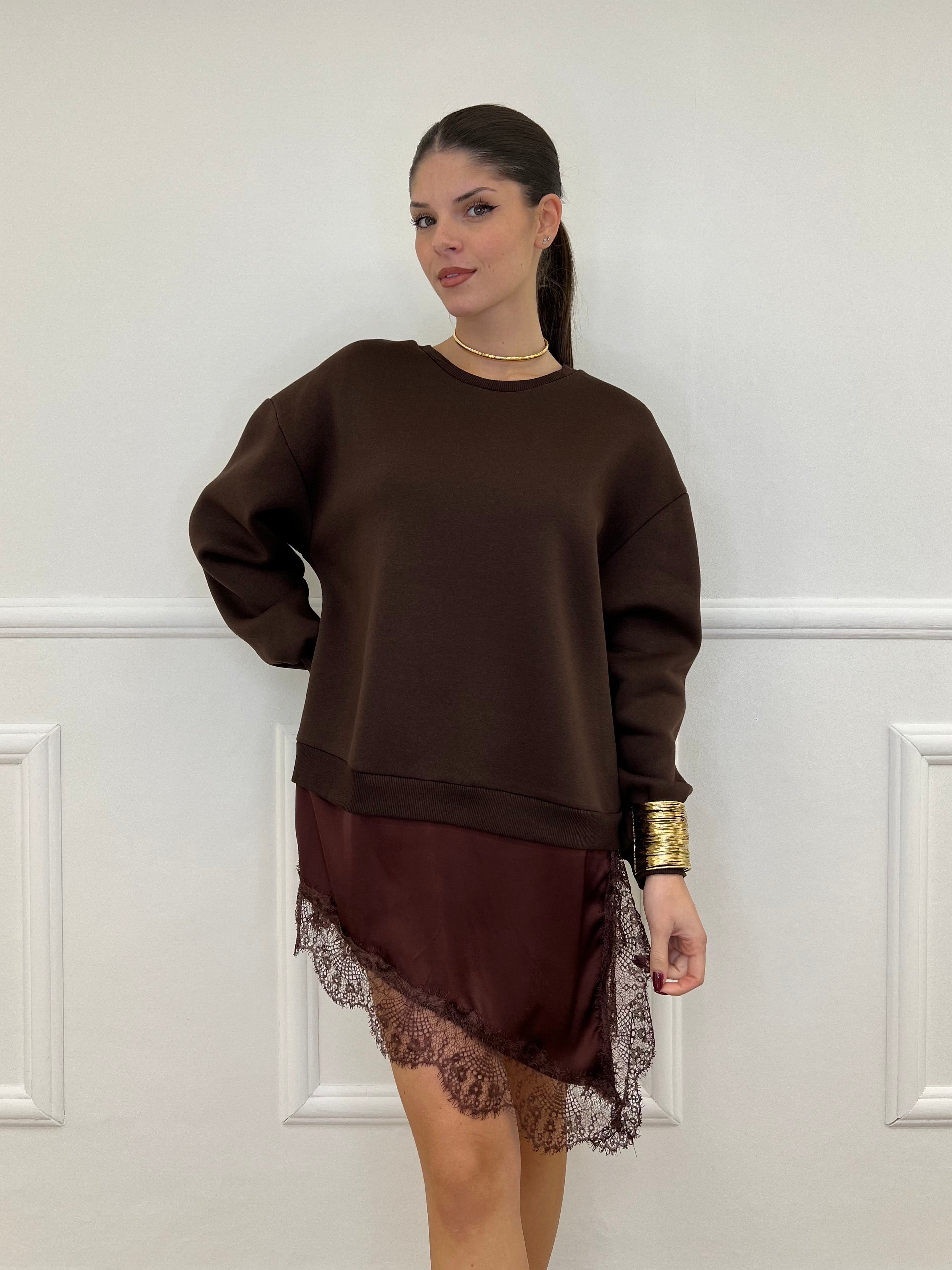 Felpa con Pizzo Lumina LD3849 Moro