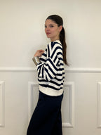 Cardigan Scatoletta Righe 10667 Blu