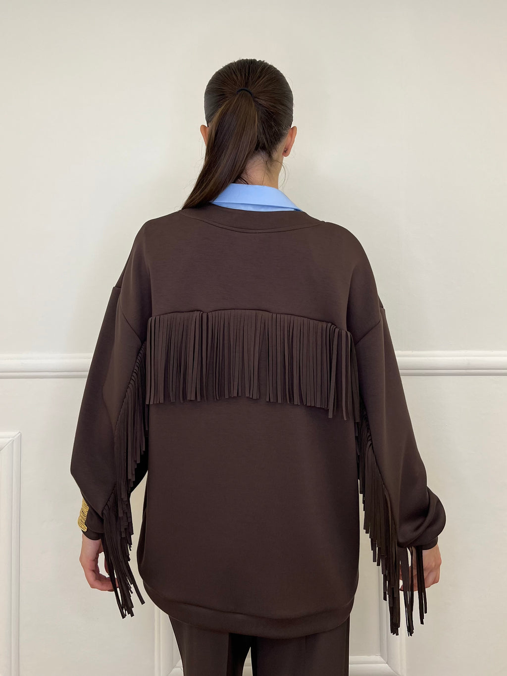 Cardigan Felpa Frange Lumina LD3424 Moro