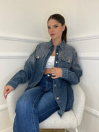 Giacca Denim Strass MF2493 - Bazar Abbigliamento