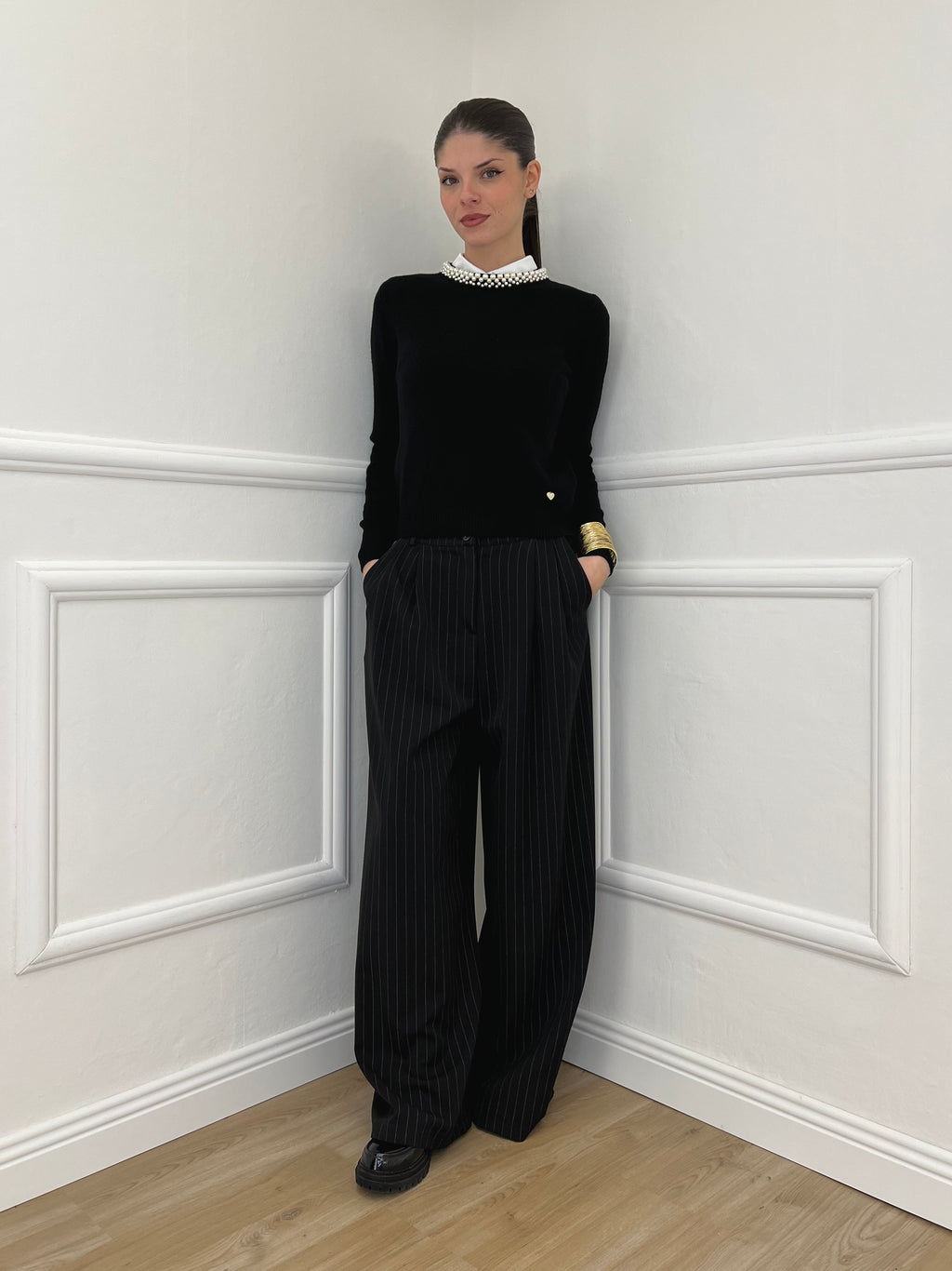 Maglia Collo Perle 25224 Nero