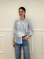 Camicia Tencel Ricami 7357 Azzurro