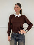 Maglia Collo Gioiello 7818 Marrone