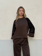 Tuta Inserti Paillettes L3110 Marrone
