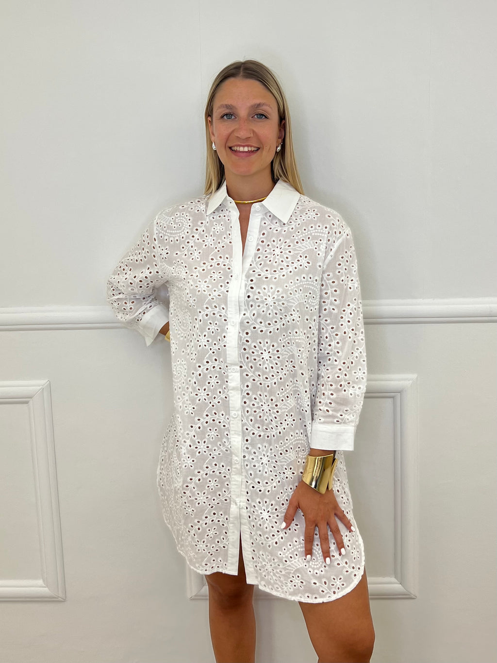 Maxi Camicia Sangallo 18004 Bianco