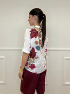 Camicia Fiori Inserti Sangallo 2340 Burgundy
