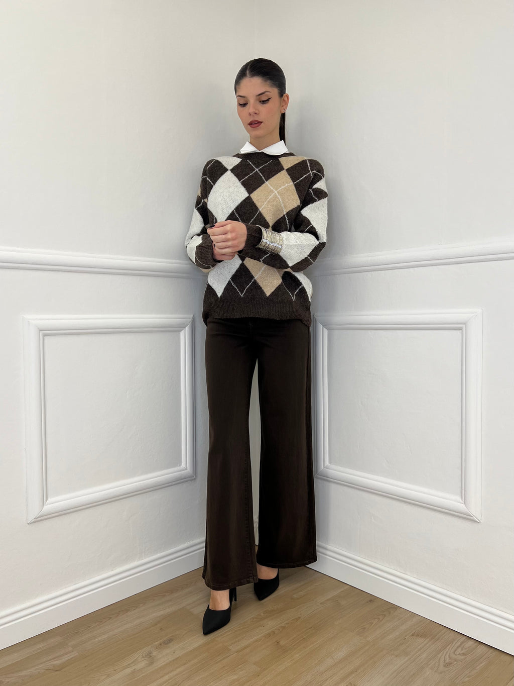 Jeans Palazzo T1001-1 Marrone