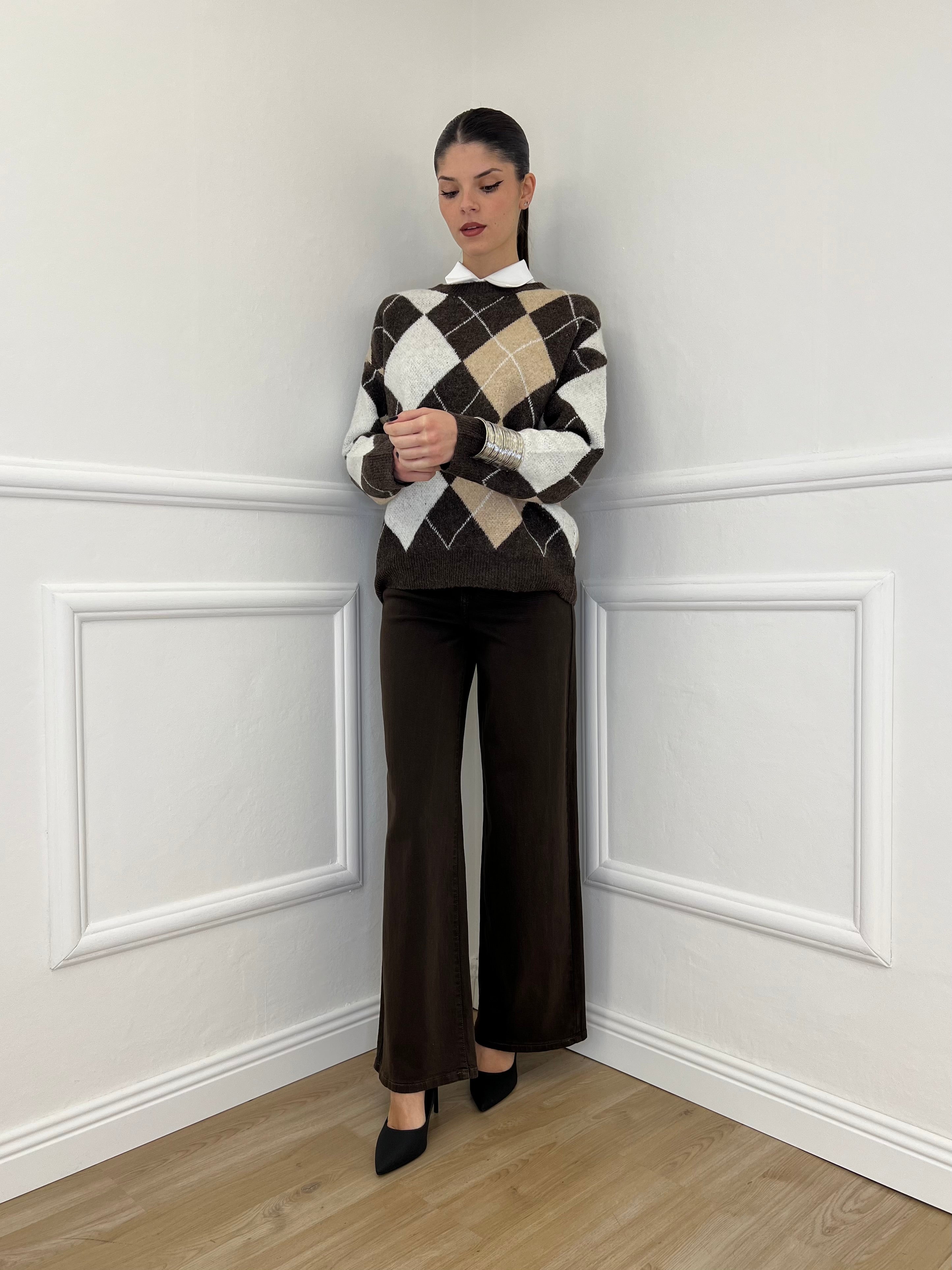 Jeans Palazzo T1001-1 Marrone