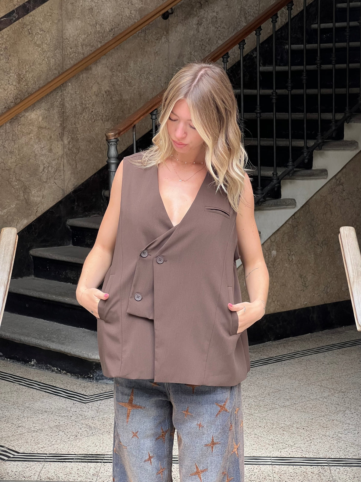 Gilet Doppia Chiusura 168958 Marrone