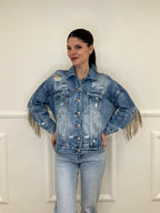 Giacca Denim con Frange e Ricami 9597 Jeans