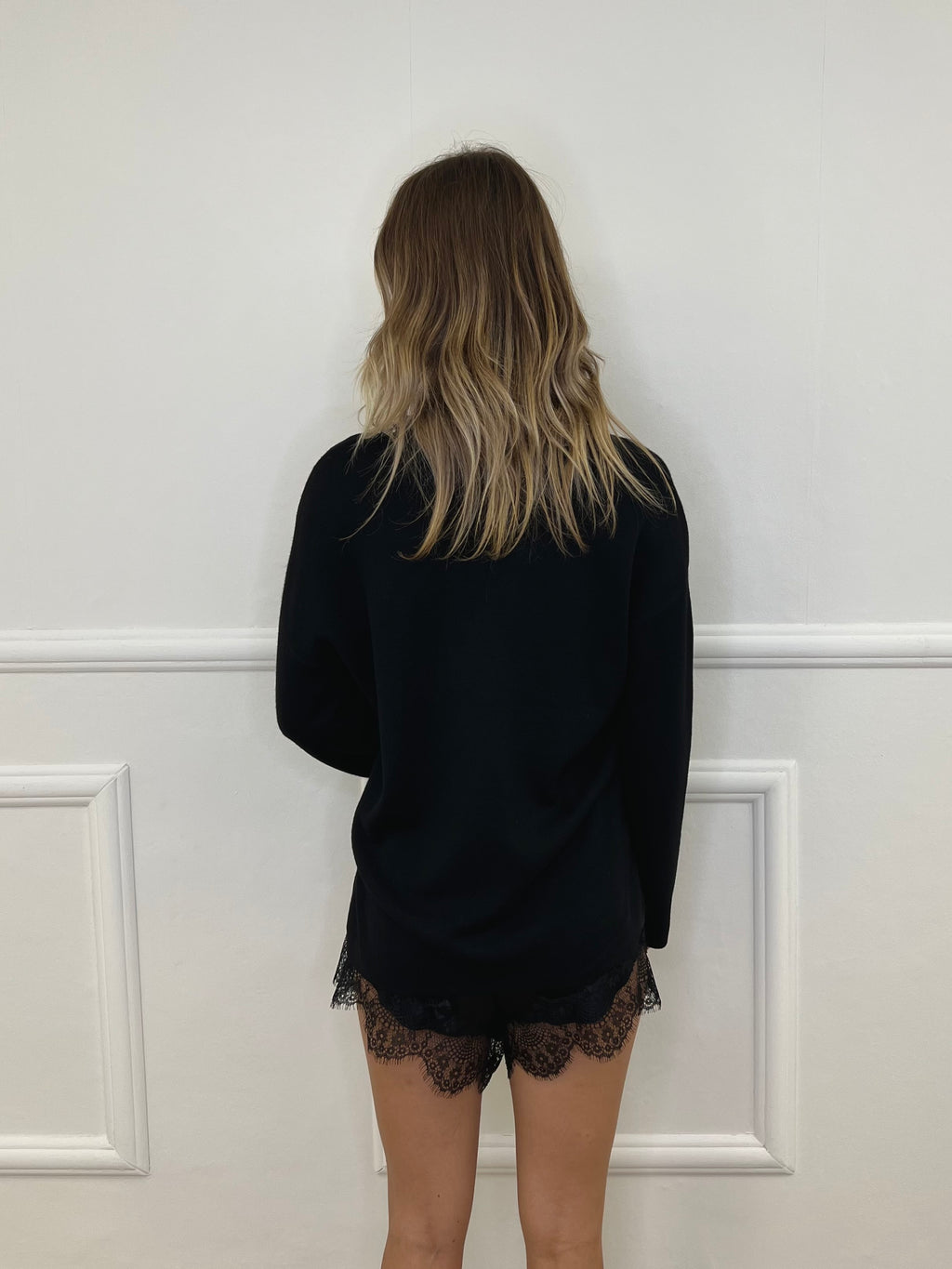 Maglia Misto Lana Merino Cristalli 6314 Nero