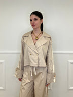 Trench Crop Doppiopetto Bande 7803 Ecru