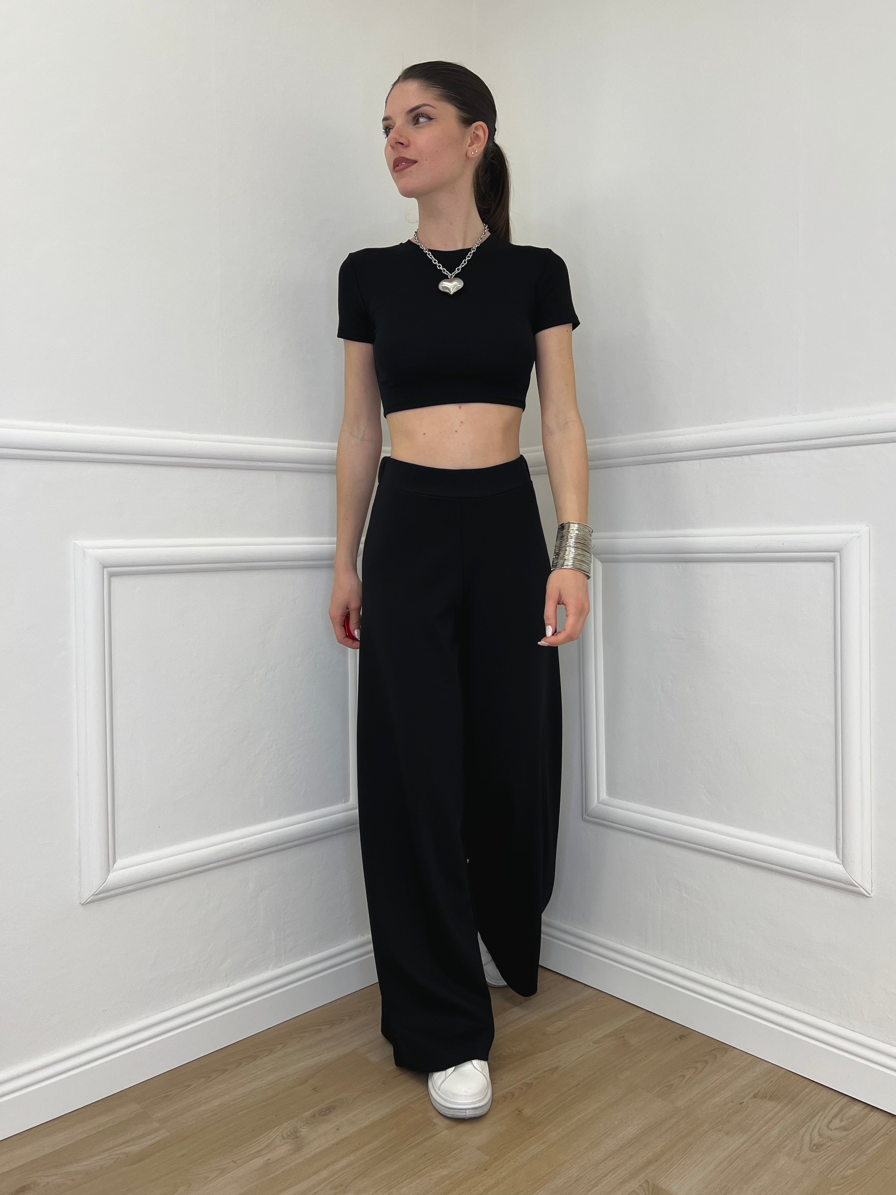 T-shirt Crop Lumina LC240001 Nero